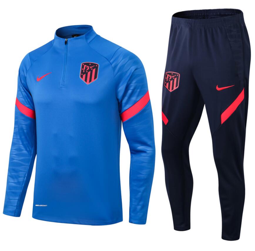 2021/22 Atletico Madrid Blue Training Kits Sweatshirt with Pants